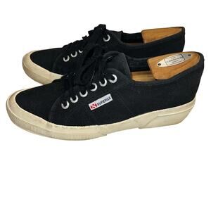 Superga 2750 Cotu Classic Black Canvas Lace Up Sneakers Size 8 Women/6.5 Men